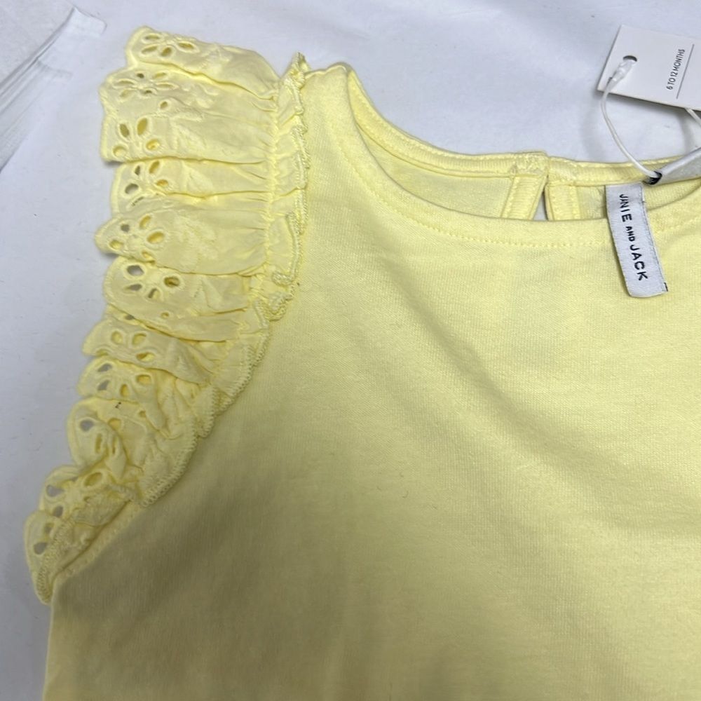 Janie and Jack 100049046 Girl Yellow Eyelet Flutter Sleeve Top NWT size 6-12 m - Picture 5 of 11
